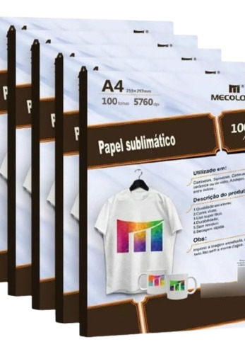 Papel Sublimatico A4, Para Sublimação Mecolour 100 Folhas