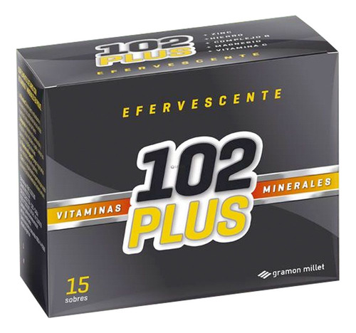102 Plus Efervescente Vitaminas Minerales 15 Sobres Original