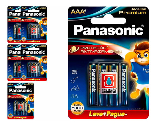 36 Pilhas Alcalinas Premium Aaa Panasonic (6 Cart)