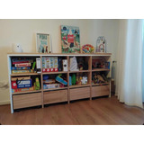 Mueble Juguetero Guardado Montessori Carritos Con Ruedas