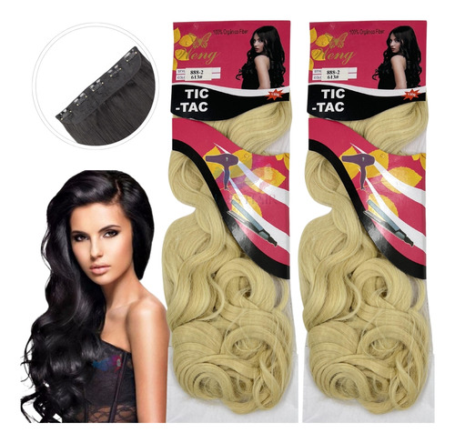 Kit 2 Cabelo Aplique Tic-tac Weng 70cm Fibra Orgânica 