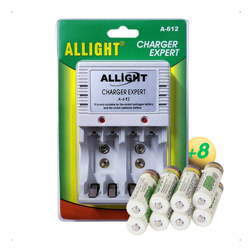 Kit 8 Pilhas Recarregáveis Aa/aaa + Carregador Rápido Bivolt