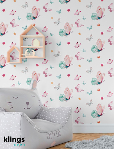 Vinilos Decorativos Mural Infantil Empapelado Mariposas 