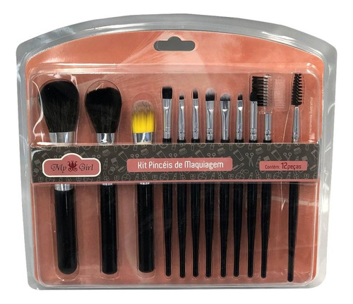 Kit 12 Pinceis Profissional Nylon De Maquiagem Blush Sombra 