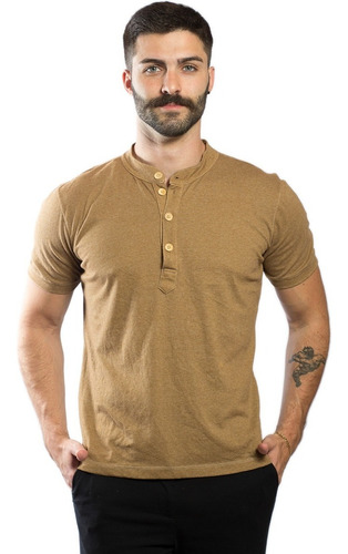 Camisa De Malha Sustentável Gola Padre Henley