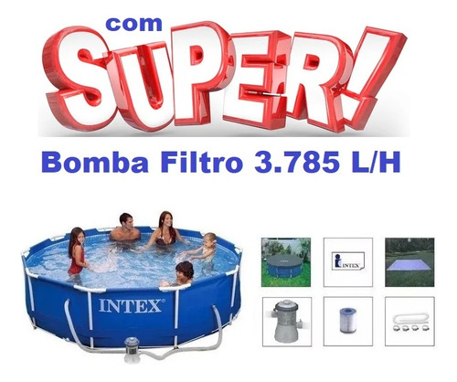 Piscina Intex 4485 Lts Bomba Filtro 3785 Lh 110v Capa Forro