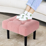 Puff Tapizado Con Patas De Madera Compatible Con Sala, Sofá 