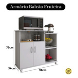 Fruteira Balcão Com Suporte Para Microondas C/ 04 Rodas