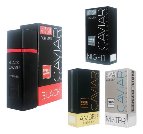 Kit Perfume Black Caviar + Black Caviar Night + Amber Caviar + Mister Caviar 100ml