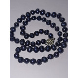 Collar De Perlas Cultivadas Negras 8mmlargo. 45cm