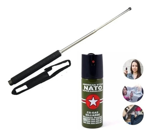 Kit De Defensa Personal Gas Y Tambo Seguridad Hombre Y Mujer