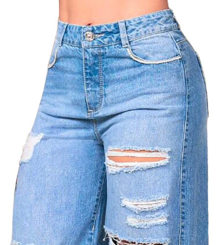 Jeans Frida Mom Fit Pantalon Wide Leg Mujer 