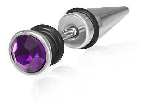 Expansor Falso De Acero Plata Pua Zirconia Morada