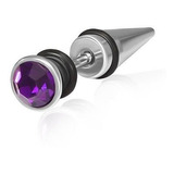 Expansor Falso De Acero Plata Pua Zirconia Morada