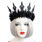 Corona Reina Gotica Disfraz Halloween Noche De Brujas Color Negro