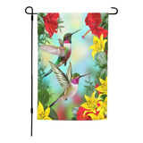 Bandera De Jardín Con Diseño De Colibríes, Flores, Pájaros, 