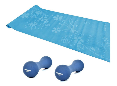 Kit Colchoneta Yoga Mat + 2 Mancuernas 2kg Recubierta Sonnos