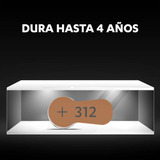 Pila Auditiva 312 Duracell, Zinc De Aire, 1.45v,  Paquete Con 6 Pzas
