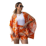 Kimono E Short 100% Viscose Do P Ao Gg Estampas 