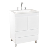 Mueble Para Baño Eka Sanitarios Bariloche Con Mesada De 50cm De Ancho, 80cm De Alto Y 40cm De Profundidad Con Bacha Y Mueble Color Blanco Con Tres Agujeros Para Grifería