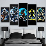 5 Cuadros Decorativos Dragon Ball Neon Goku Y Vegeta Fusion 