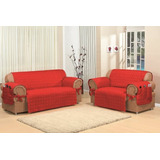 Protetor Para Sofa - 02 Pecas Luxo Cor Vermelho