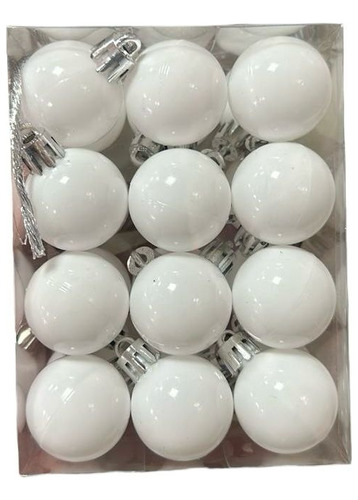 Pack X24 Esferas Navideñas Blancas Decoración Árbol 2cm