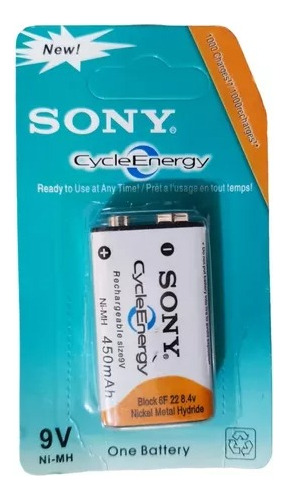 Pila Recargable Bateria Sony 9v 350mah Cycle Energy 