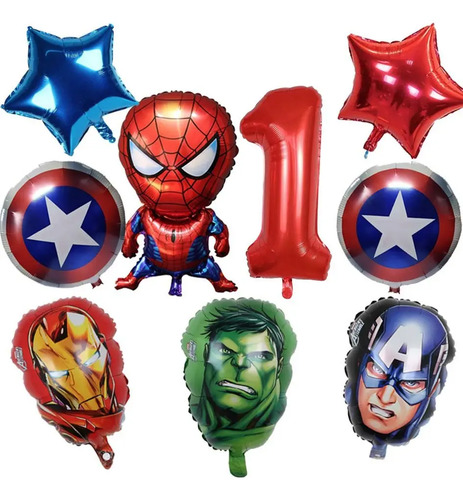 Padrisimo Paquete Decoracion 9 Globos Heroes Con Numero