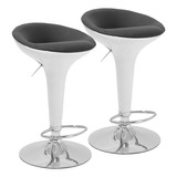 Banqueta Taburete Desayunador X2 Barra Bar Newmo Blanca Asiento Negro