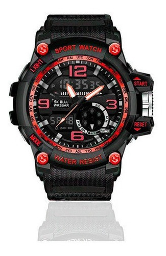 Reloj Hombre Digital Shock Led Hora Doble Borde + Estuche