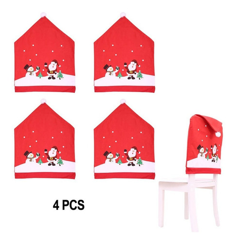 4 Fundas Protector Sillas Adornos Navidad Cocina Decoración