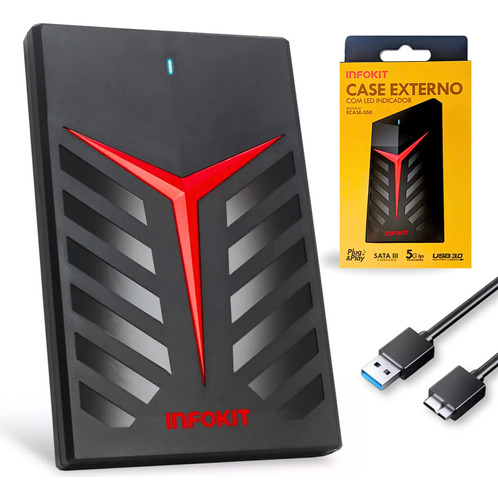 Hd Externo 1tb Usb 3.0 - P/ Notebook Ps4 Ps5 Xbox Pc Alta Velocidade Slim Ideal Para Jogos E Dados Portátil Compacto Rápido Preto C/ Led E Garantia