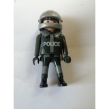 Playmobil Figura Original Juguete Police Piloto Gris