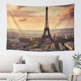 Adanti Eiffel Tower And City Print Tapestry Decorative Wall.