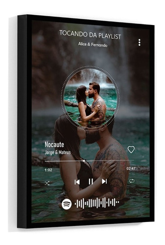 Quadro Spotify 1 Com Sua Foto Sua Música 30x45 Personalizado