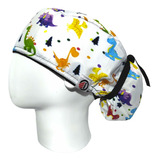 Gorro Quirúrgico Mujer + Lanyard Dinosaurios