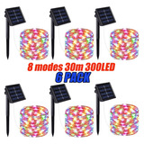 Juego De 6 Luces Solares De 30 M, Resistente Al Agua, Boda,