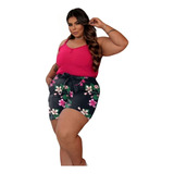 Short Plus Size Bermuda Feminina Alfaiataria Cinto Amarrar 