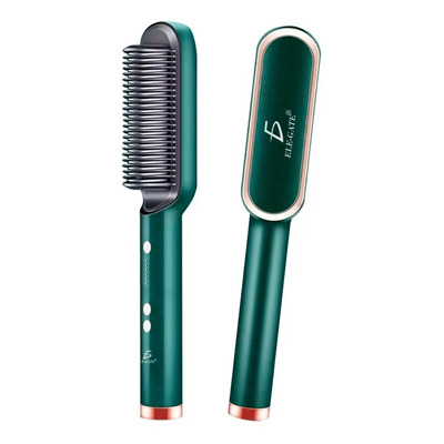 Peine Con Secador De Pelo Integrado Para Alisar El Cabello Verde Oscuro