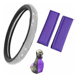 Cubre Volante Negro Brillos + C/ Cinturones+ C/ Pal. Violeta