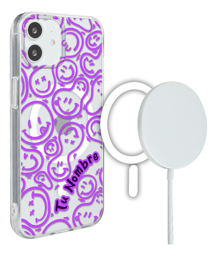 Funda Para iPhone Magsafe Con Nombre Para Mujer Happy Faces