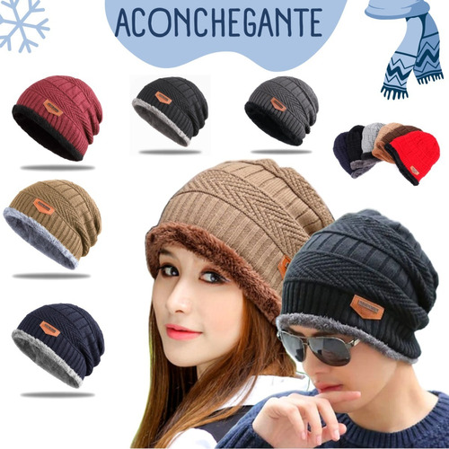 Touca De Lã Toca Gorro Forrada Goro Unissex Toucas Para Frio