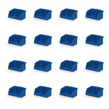 Kit C/16 Gaveteiro Organizador Caixa Bin Nº 1 S/trava Azul