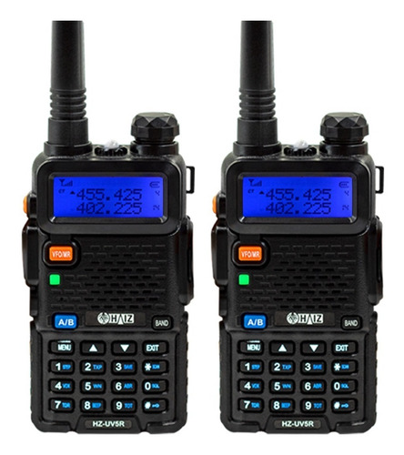 Kit 2 Rádio Comunicador Ht Dual Band Haiz Uv-5r Fm Fone 12km