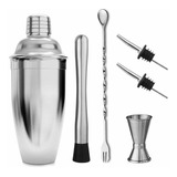 Coctelera 6 Pz Set Cocktail Cóctel Bar Shaker Acero 550 Ml