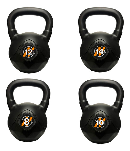 Set De 4 Pesas Rusas 8 Kg + 10 Kg + 12 Kg + 14 Kg Kettlebell