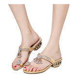 Sandalias Dama Elegantes De Diamentes Slip-on Puntera Clip