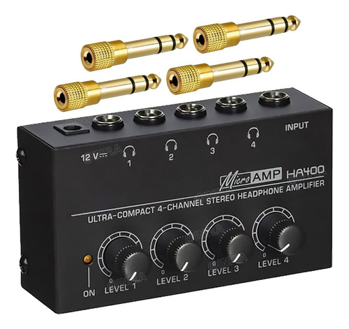 Amplificador Fones Ouvido Power Play Ha400 + 4 Plugs P10 P2