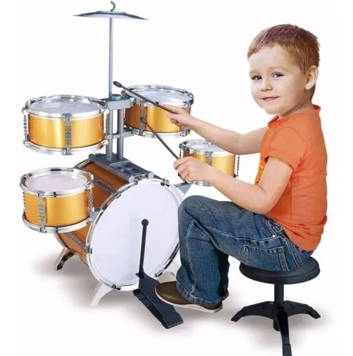 Bateria Musical Jazz Drum 5 Tambores Silla Niños 661-883**